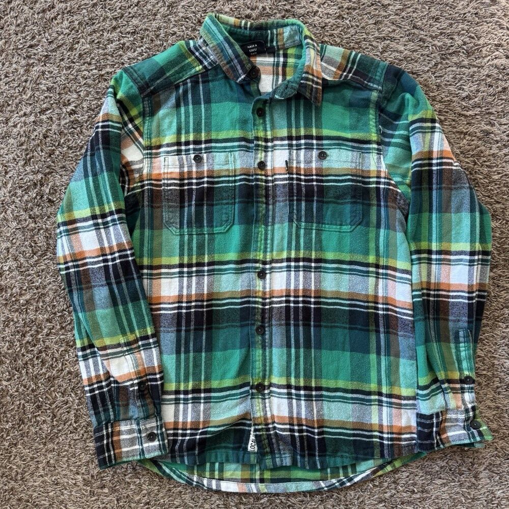KAVU Men's Medium Multi Color Plaid Flannel Long Sleeve Button Down Shirt *READ*